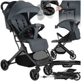 Tectake tectake® Buggy-Kinderwagen, Einhand-Klappmechanismus, mit 5-Punkt-Gurt, Feststellbremse, Schutzbügel, pulverbeschichtetes Stahlgestell und pflegeleichter Stoffbezug, für 0 bis 36 Monate geeignet, Belastbarkeit 15 kg