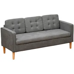 HOMCOM 3 Sitzer Sofa Samt, Gummiholz