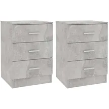 vidaXL Nachtschrank 2 Stk. 38 x 35 x 56 cm Betongrau