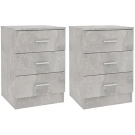 vidaXL Nachtschrank 2 Stk. 38 x 35 x 56 cm Betongrau