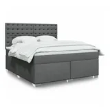 vidaXL Boxspringbett mit Matratze Dunkelgrau 180x200 cm Stoff