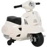 Homcom Elektrisches Kindermofa im Vespa Elektromotorrad Kindermotorrad Elektrofahrzeuge 3 km/h LED-Licht Sound PP-kunststoff Metall Weiß 66,5 x 38 x 52 cm