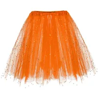 Damen Tüllrock 50er Rock Retro Ballet Tanzrock Kurz Ballett tütü Rockabilly Petticoat Unterrock Tanzkleid Ballkleid Abendkleid Gelegenheit Zubehör Jahre Retro Tutu Cosplay Crinoline(orange) - Einheitsgröße