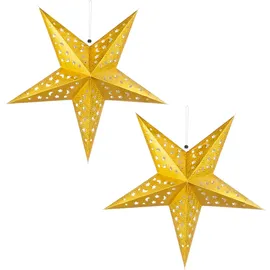 ETC Shop 2er Set LED Stern X-MAS Hänge Lampen Papier Ess Zimmer Weihnachts Deko Leuchten