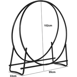 Costway Kaminholzregal Metall 95 x 33 x 104 cm bis 200 kg Schwarz