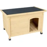 Hundehütte Mattes, geräumiges Hundehaus aus lasiertem Fichtenholz, in der Farbe naturbraun, Hundehöhle, XL
