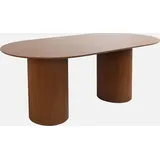 sweeek - Ovaler Esstisch mit geriffelter Holzoptik 4-6 Sitzplätze, 180 cm