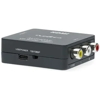 RCA auf HDMI Konverter - AV zu HDMI Video Audio Adapter 1080p Full HD - für Videorekorder & Spielekonsolen an HDTV - Plug & Play