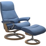 Stressless Relaxsessel STRESSLESS View Sessel Gr. Material Bezug, Cross Base Eiche, Ausführung / Funktion, Maße B/H/T, blau (lazuli blue) Lesesessel und Relaxsessel
