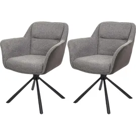 MCW Esszimmerstuhl MCW-K33, Küchenstuhl Stuhl, drehbar Auto-Position, Stoff MVG ~ Kunstleder, grau-dunkelgrau