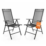 BigDean Gartenstuhl Hochlehner 56 x 61 x 105 cm dunkelgrau/schwarz 2 St.