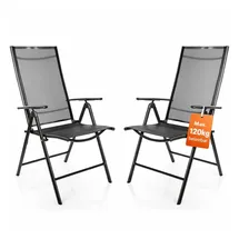 BigDean Gartenstuhl Hochlehner 56 x 61 x 105 cm dunkelgrau/schwarz 2 St.