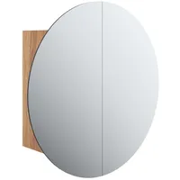 VidaXL Badezimmerschrank mit Rundem Spiegel & LED Eichen-Optik