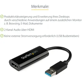Startech StarTech.com USB Auf-slim-1920x1200 Hdmi-adapter - Black