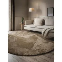 benuta nest Hochfloorteppich Rund Soda Beige ø 120 cm - Moderner Kurzflor-Teppich für Wohnzimmer