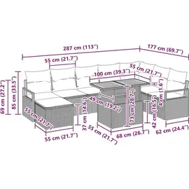 vidaXL Garten-Sofa-Set 9-tlg. Grau