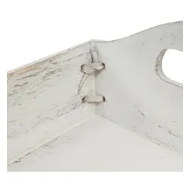 Mendler 3er Set Tablett HWC-C50, Serviertablett Holztablett Frühstückstablett Dekotablett, Shabby-Look Vintage - weiß, shabby