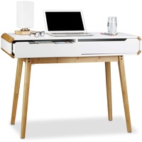 Relaxdays Schreibtisch mit Schubladen, in weiß