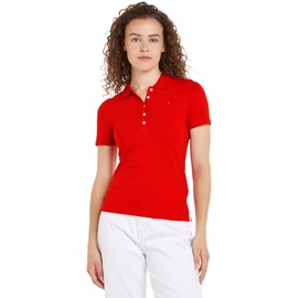 Tommy Hilfiger Damen Poloshirt Kurzarm 1985 Slim Pique Polo Ss Slim Fit, Rot (Fierce Red), XXL