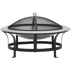 vidaXL Garten-Feuerschale mit Grill Edelstahl 76 cm