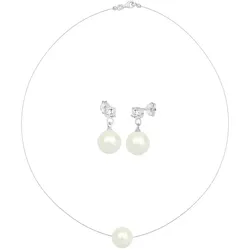 Elli Elli Schmuckset Muschelkernperle Zirkonia 925 Siber Schmuck-Set   Damen 