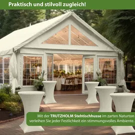 Baumarktplus 5x Stehtischhusse Stretch 70 cm beige Tischdecke Husse Bistrotisch Partytisch