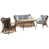JVmoebel Gartenlounge-Set Robuste Garten Rattan Garnitur Couchtisch Gartenmöbel 2x Sessel Sofa, (4-tlg., 4tlg Set(Sofa 3 Sitzer+2x Sessel+Couchtisch), Made in Europa grau
