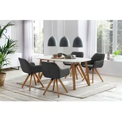 SalesFever Essgruppe, Mitteldichte Faserplatte/Eichenholz/Textil, Anzahl Sitzplätze: 4 - grau