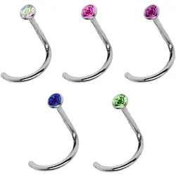 Nasenpiercing ADELIA ́S "Piercing  Piercing Nasenpiercing" bunt Damen Piercings Titan Nasen Piercing Set 5 bunte Nasenstecker mit Spirale - Stab 0,8mm