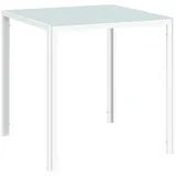 Quadratischer Esstisch für 4 Personen, Tischplatte aus Hartglas, für Küche und Esszimmer, 75 x 75 x 75 cm, Weiß