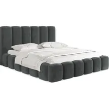 WFL GROUP Polsterbett, Serenity mit Bettkasten, Grau Samt 120x200 cm,
