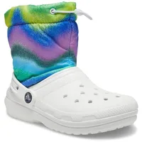 Crocs Kids' Classic Lined Spray Dye Neo Puff Boot 32-33 EU White/Multi - 32/33 EU