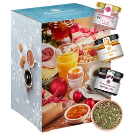 Corasol Premium Frühstücks-Mix Adventskalender 24 kulinarische Highlights von süß bis herzhaft (518 g)