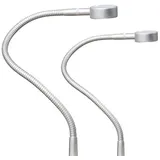 Kalb Material Für Möbel LED Bettleuchte Leseleuchte Bettlampe Flexleuchte chrom silbergrau Touch Schalt, Farbe:silbergrau/alu eloxiert, Größe:2er Set