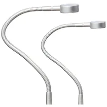 Kalb Material Für Möbel LED Bettleuchte Leseleuchte Bettlampe Flexleuchte chrom silbergrau Touch Schalt, Farbe:silbergrau/alu eloxiert, Größe:2er Set