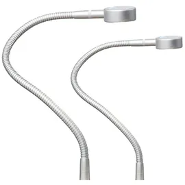 Kalb Material Für Möbel LED Bettleuchte Leseleuchte Bettlampe Flexleuchte chrom silbergrau Touch Schalt, Farbe:silbergrau/alu eloxiert, Größe:2er Set