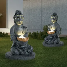 GLOBO LED Solarleuchte BUDDHA Kunststoff in grau