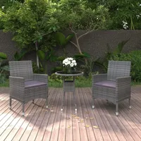 VidaXL 3-tlg. Garten-Essgruppe Poly Rattan Grau