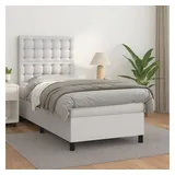vidaXL Boxspringbett mit Matratze Weiß 100x200 cm Kunstleder