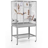 Montana Cages | Premium Vogelkäfig Madeira Single Vogelkäfig für Finken, Sittiche, erweiterbar, 4 Lenkrollen, 4 Edelstahlnäpfe, AVILON Pulverbeschichtet, Platinum Edition, ca. 86 x 56 x 158cm