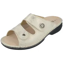 Finn Comfort Zeno Pantolette Damen, Leder,/Stretch, Oro/Steam, bequem - weiß 40