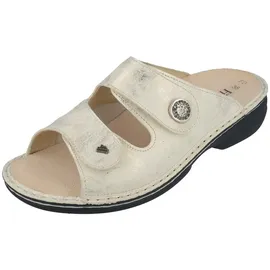 Finn Comfort Zeno Pantolette Damen, Leder,/Stretch, Oro/Steam, bequem - weiß 40