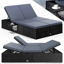 CASARIA Sonnenliege 200 x 115 x 33 cm Schwarz/Anthrazit