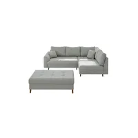 S-STYLE Ecksofa mit Hocker  Maya , grau , Maße (cm): B: 231 H: 81