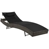 Sonnenliege mit Kissen Poly Rattan Braun