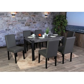 Mendler Esstisch HWC-L53, Tisch Küchentisch Esszimmertisch, Industrial Metall 140x80cm Marmor-Optik grau