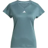 adidas AEROREADY Train Essentials Minimal Branding V-Neck Damen Grün/Weiß XS