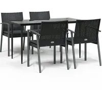 VidaXL 5-tlg. Garten-Essgruppe mit Kissen Poly Rattan und Stahl