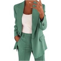 damen blazer sportlich elegant Hosenanzug Damen Elegant Festlich Blazer Zweiteiliges Hosenanzüge mit Knöpfen Business 2 Teiler Einfarbig Anzug Set Hohe Taille Anzughose Büro Freizeitanzug Sakko - 4XL