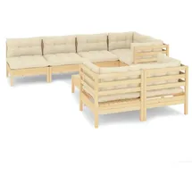 vidaXL Garten-Lounge-Set 8-tlg. creme Massivholz Kiefer